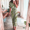 Amina® | Kortärmad klänning med knytband