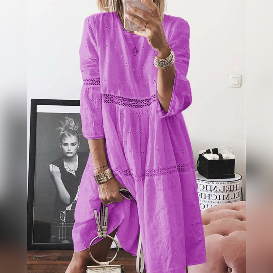 Femrose® | Enfärgad klänning med lapptäcke
